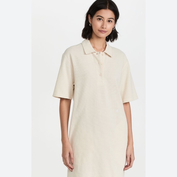 HELMUT LANG Waffle Polo Dress Size Small Color: Winter White - Picture 5 of 14